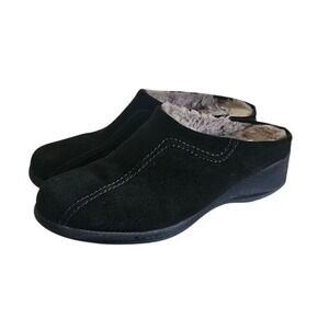 La Canadienne Clog Women Size 8 Black Suede Shearling Mule Slip On Comfort Shoes